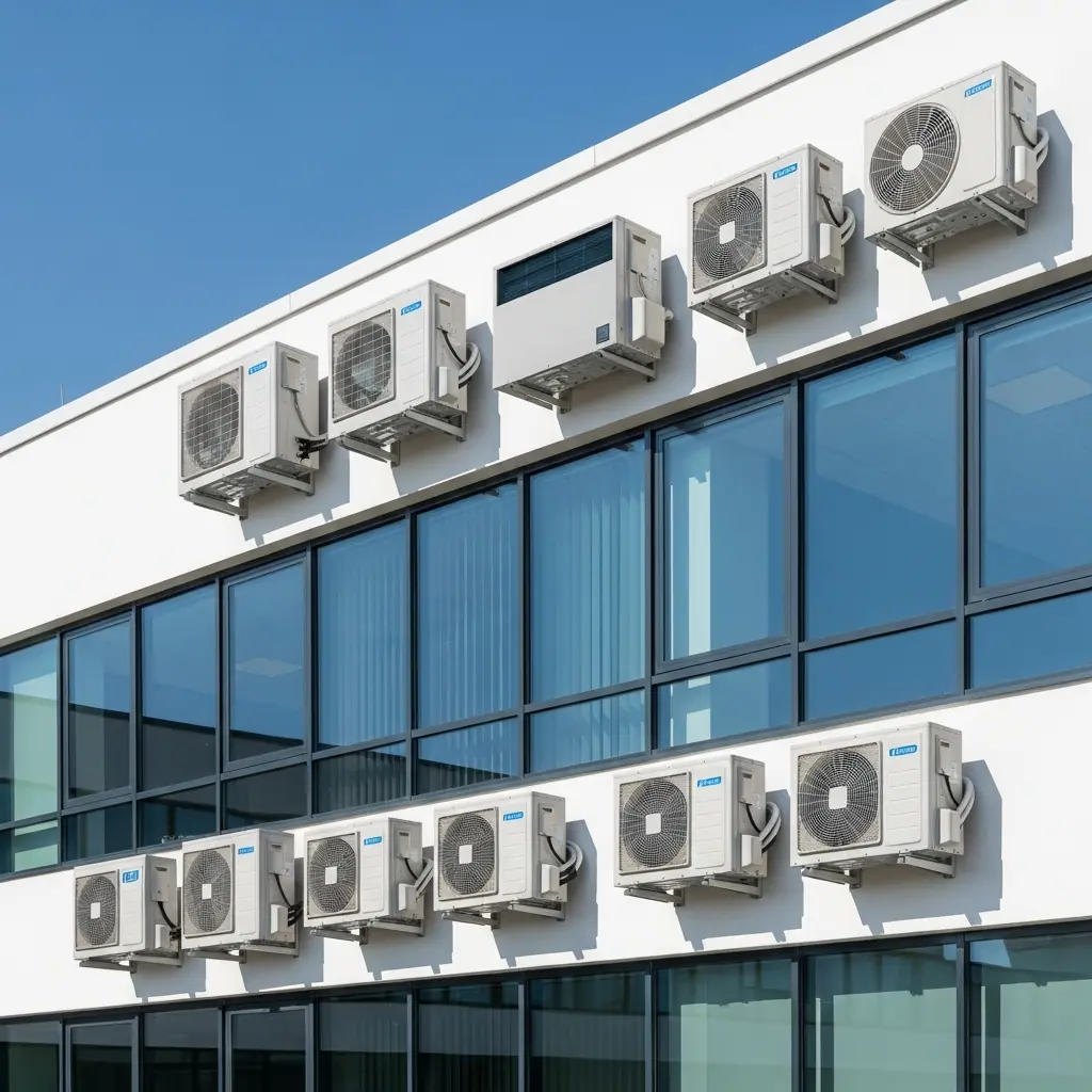 A building with a lot of windows and a sky background